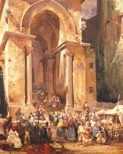 Dør til klokketårnet i St. Erasmus i Gaeta, af Giacinto Gigante (1806-1876), Italien