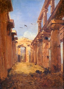 Basilikaen i Paestum 1845-1848 (olie på lærred) af Giacinto Gigante