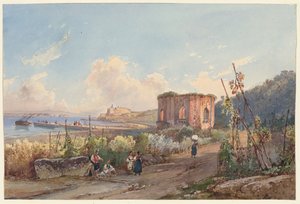 Udsigt over Baia med Venus-templet, en af fire små udsigter over Napoli fra et Album Amicorum af Giacinto Gigante