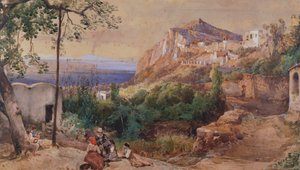 Udsigt over Capri (akvarel og tempera) af Giacinto Gigante
