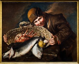 Dreng med en kurv med fisk, ca. 1734 - 1736 af Giacomo (1698-1767) Ceruti
