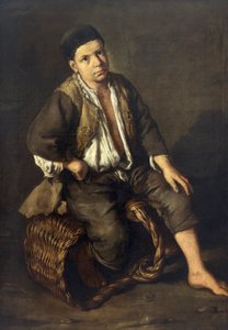 Ærendedreng siddende på en kurv, ca. 1735 (olie på lærred)