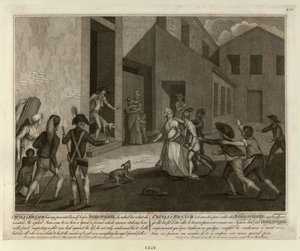 Anholdelsen af Cécile Renault den 22. maj 1794 i Robespierres lejlighed, ca. 1798. af Giacomo Aliprandi