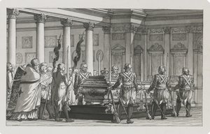 Kejser Paul I ligger i staten med en æresvagt af Giacomo Antonio Domenico Quarenghi