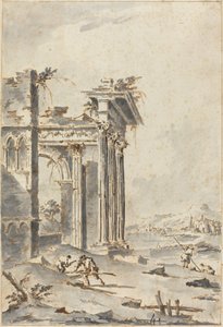 Capriccio af klassiske ruiner på en kyst