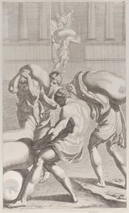 Mænd, der bringer poser med bly ind i Sankt Benedikts kloster, 1687-1717. af Giacomo Maria Giovannini