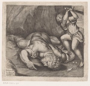 David halshugger Goliat Scener efter fresker af Pordenone i Santo Stefano i Venedig (serietitel) af Giacomo Piccini