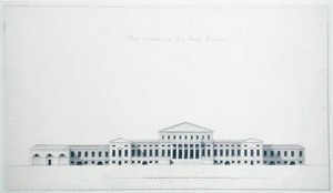 Plan for prins Youssoupovs residens ved floden Fontanka, St. Petersborg (set fra havesiden) af Giacomo Quarenghi