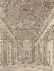 Stillads opstillet til restaurering af hvælvingen i Peterskirken: Oversigt..., ca. 1773. af Giacomo Sangermano