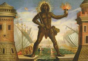 Prolog: Havnen med Rhodos kolos (olie på lærred)