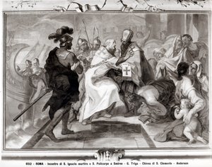 Mødet mellem Skt. Ignatius af Antiokia (d.c.107 e.Kr.) og St. Polycarp af Smyrna (c.69-c.155 e.Kr.) af Giacomo Triga