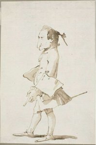 Karikatur af en mand, i fuld længde, vendt mod venstre af Giambattista Tiepolo