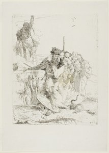 Seks mennesker ser på en slange, fra Scherzi af Giambattista Tiepolo