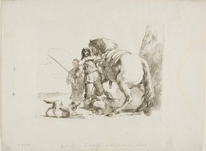 Rytteren står ved sin hest, fra Capricci af Giambattista Tiepolo