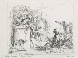 Besøget ved dødsfaldet. Fra serien Capriccios, midten af det 18. århundrede. af Giambattista Tiepolo