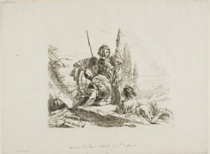 Tre soldater og en dreng fra Capricci af Giambattista Tiepolo
