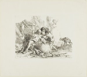 To tryllekunstnere og et barn, fra Scherzi af Giambattista Tiepolo