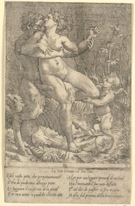 Jupiter forvandlet til Satyr og Diana af Gian Jacopo Caraglio
