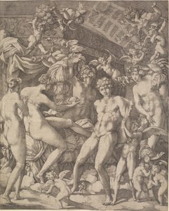 Venus og Mars med amoriner og tre gratier af Gian Jacopo Caraglio