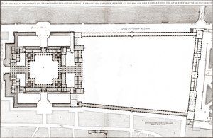 Generel plan efter Bernins projekt for Louvre og Tuilerierne i "Francoise Architecture"" af Jacques-Francois Blondel af Gian Lorenzo (after) Bernini