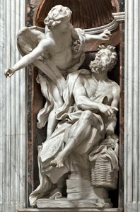 Profeten Habakkuk (Habaquq, Habakuk, Habakkuk, Abakuk, Havakuk) og englen (Profeten Habakkuk og englen) Marmorskulptur af Gian Lorenzo Bernini (1598-1680) 1656-1661 Rom, Basilica di Santa Maria del Popolo, Cappella Chigi