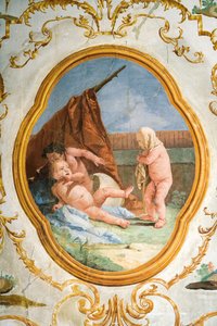 Fresko fra Putti-rummet, i Foresteria (gæstehus) 1757 af Giovanni Domenico Tiepolo