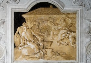 Vulcan in His Forge, fra Æneidens værelse i Palazzina, 1757 af Giovanni Domenico Tiepolo
