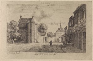 Udsigt over Waterpoort i Gouda af Gijsbertus Johannes Verspuy
