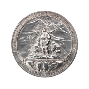 Royal Geographical Societys medalje: Scotts antarktiske ekspedition 1902-1904, ca. 1904 (sølv) af Gilbert Bayes