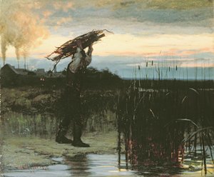 Mand med pinde i skumringen, 1879