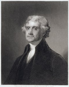 Portræt af Thomas Jefferson, indgraveret af Henry Bryan Hall (1808-84) af Gilbert Stuart