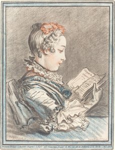 Ung pige læser Héloise og Abélard, 1770. af Gilles Demarteau