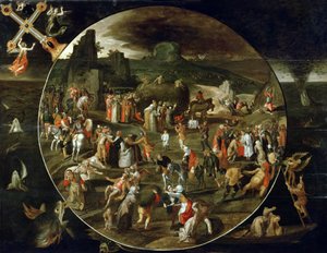 The Haywain, Allegory of the Vanity of the World (olie på panel) af Gillis (workshop of) Mostaert