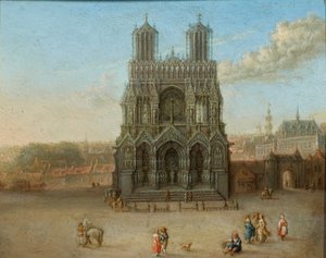 Udsigt over katedralen i Reims