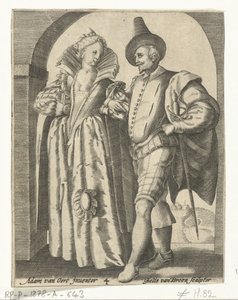 Mand og kvinde klædt efter mode fra 1590-1600