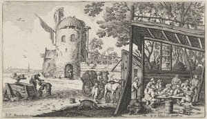 Landmænd omkring et bord i en lade (Smagen) Landskaber med de fem sanser (serietitel)