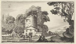 Landskab med et tårn Tolv landskaber med figurer (serietitel) af Gillis van Scheyndel (I)
