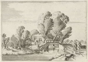 To vandrere ved en kanal Syv landskaber (serietitel) af Gillis van Scheyndel (I)