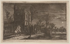 Figurer ved et forfaldent tårn: Moonlit Nocturne, fra Seks landskaber