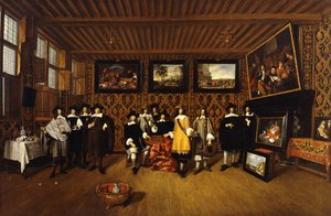 Et gruppeportræt af tolv herrer i et interiør, 166-
