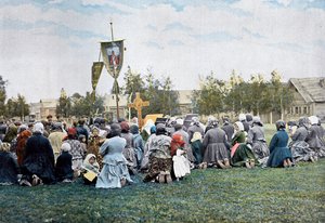 En religiøs procession i en landsby, Rusland, c1890