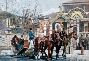 En trojka-slæde i Moskva, Rusland, c1890