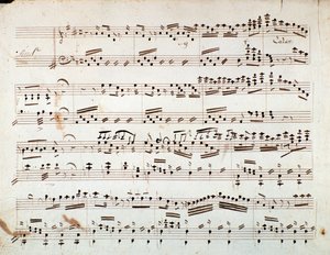 Første side med noder til den reducerede symfoni for Otellos klaver, opera af Gioacchino Rossini