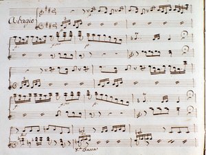 Side med partitur til symfonien i Tyrken i Italien af Gioacchino Rossini