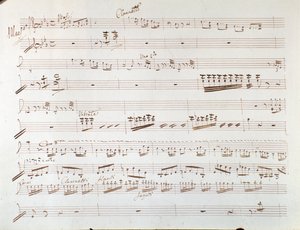 Side med partitur af violin til symfoni i Askepot, eller Goodness Triumphant af Gioacchino Rossini