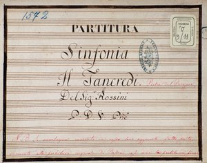 Nodehæfter til den reducerede symfoni for Tancredis klaver, opera af Gioacchino Rossini