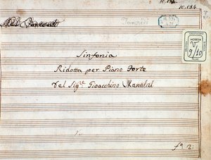 Nodehæfter til den reducerede symfoni for Tancredis klaver, opera af Gioacchino Rossini