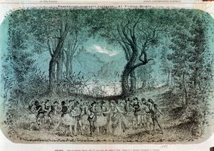 Illustration til scenen for Ophelias galskab i Hamlet af Ambroise Thomas af Giorgio Dalsani