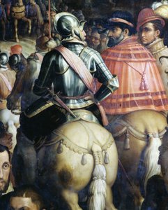 Triumfen efter krigen i Siena, Italien. Detalje. Maleri af Giorgio Vasari og hans atelier (1511-1574)