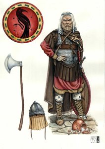 Middelalderen: soldat i Varangian guard (eller varegue guard), elitekorps i den byzantinske hær